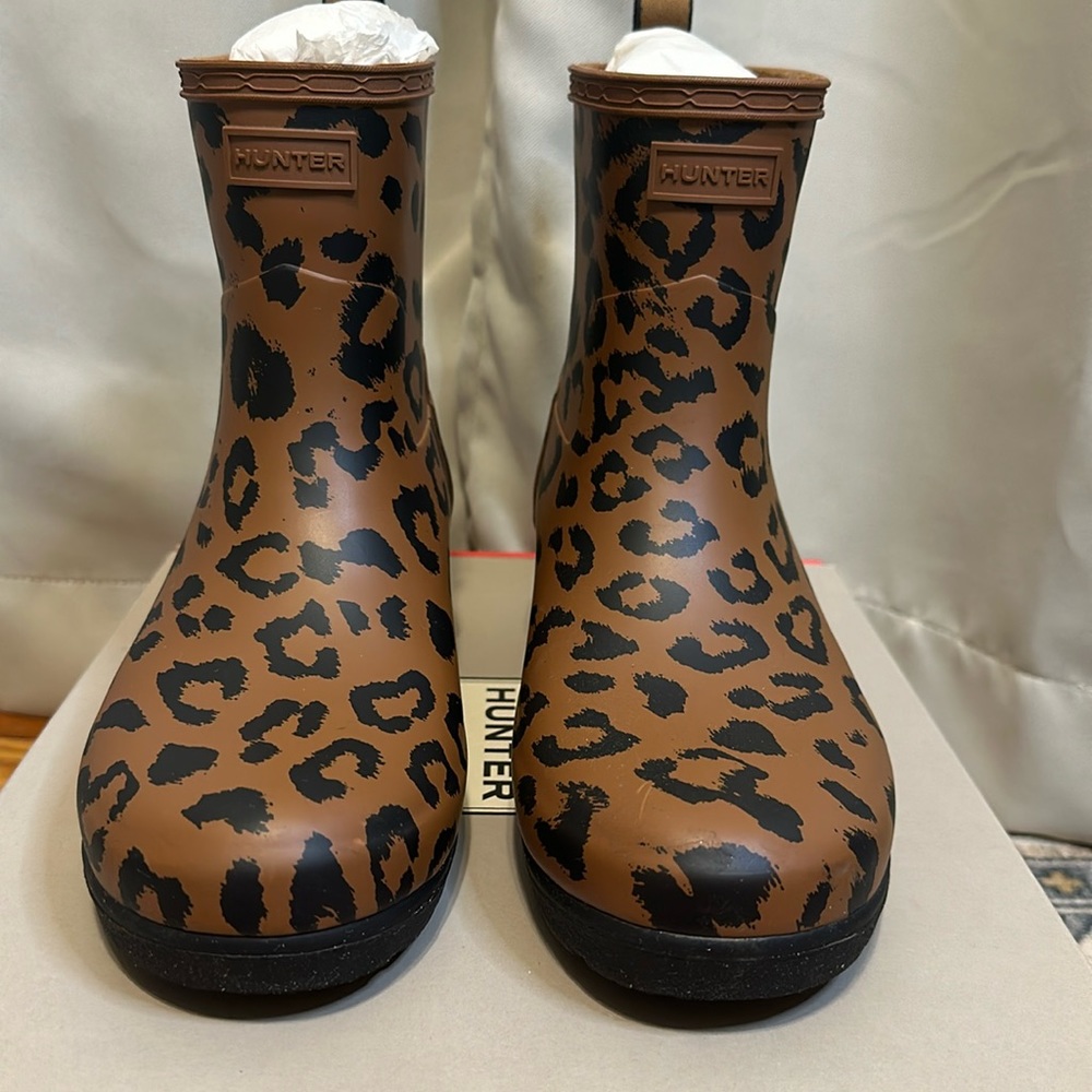 Hunter Original Refined Ankle Hybrid Print Boot: Size 8/39: Leopard
